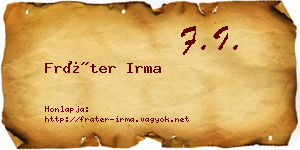 Fráter Irma névjegykártya